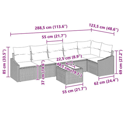 Garten-Sofa-Set 7 pcs Braun Poly Rattan