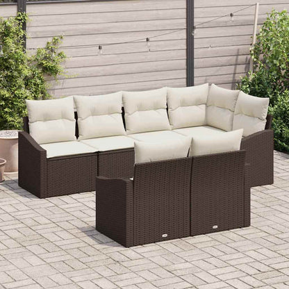 Garten-Sofa-Set 7 pcs Braun Poly Rattan