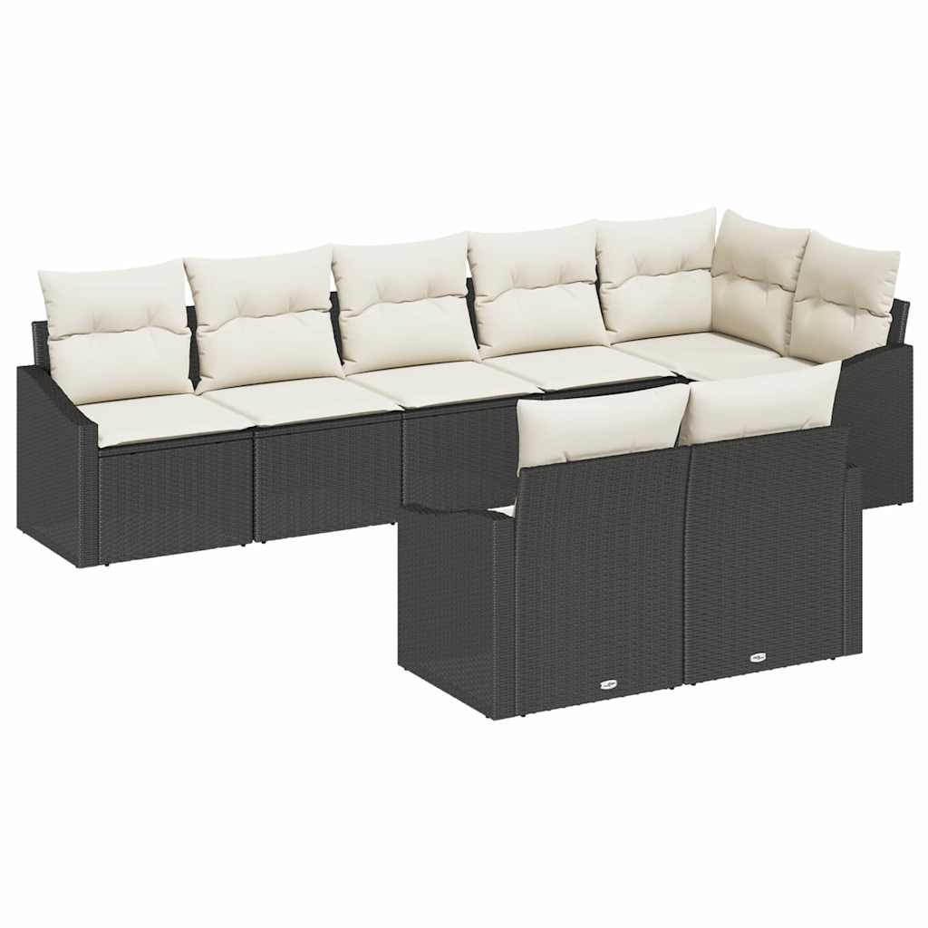 Sofa Set mit Kissen 8 pcs Schwarz Poly-Rattan