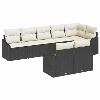 Sofa Set mit Kissen 8 pcs Schwarz Poly-Rattan