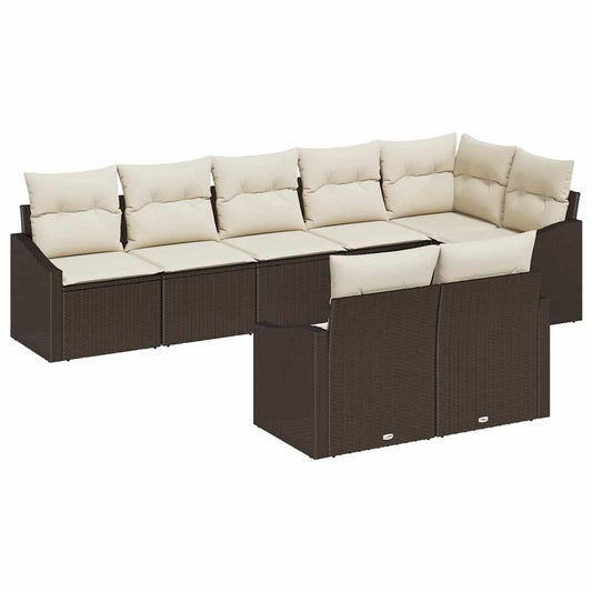 Garten-Sofa-Set 8 pcs Braun Poly Rattan