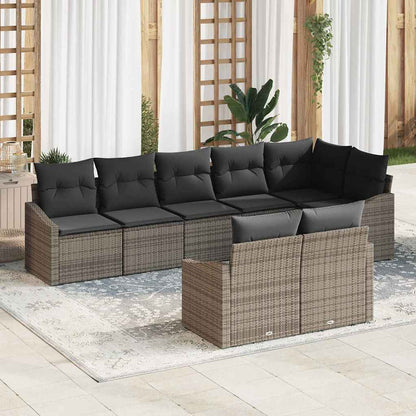 Sofa Set mit Kissen 8 pcs Grau Poly Rattan