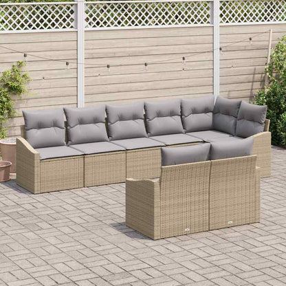 Garten-Sofa-Set 8 pcs Beige Poly Rattan