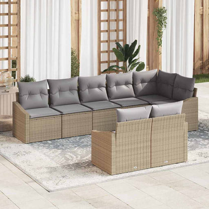 Garten-Sofa-Set 8 pcs Beige Poly Rattan