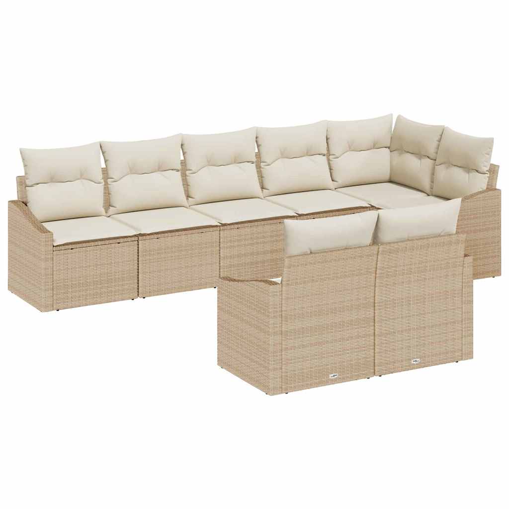 Sofa Set mit Kissen 8 pcs Beige Poly Rattan