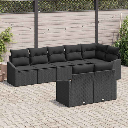 Garten-Sofa-Set 8 pcs Schwarz Poly Rattan