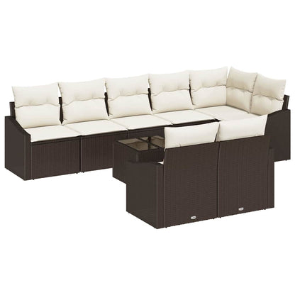 Garten-Sofa-Set 9 pcs Braun Poly Rattan