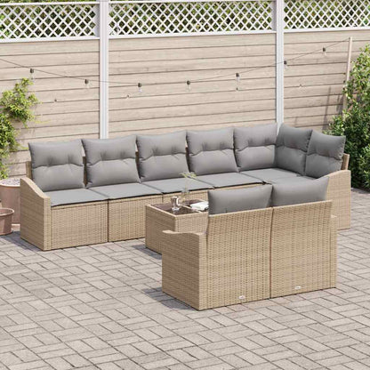 Garten-Sofa-Set 9 pcs Beige Poly Rattan