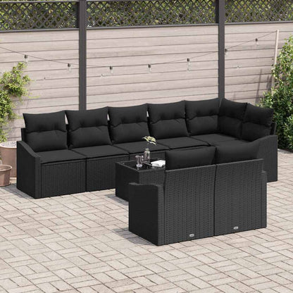 Garten-Sofa-Set 9 pcs Schwarz Poly Rattan
