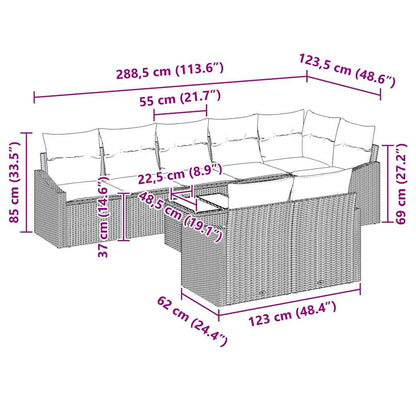Garten-Sofa-Set 9 pcs Schwarz Poly Rattan