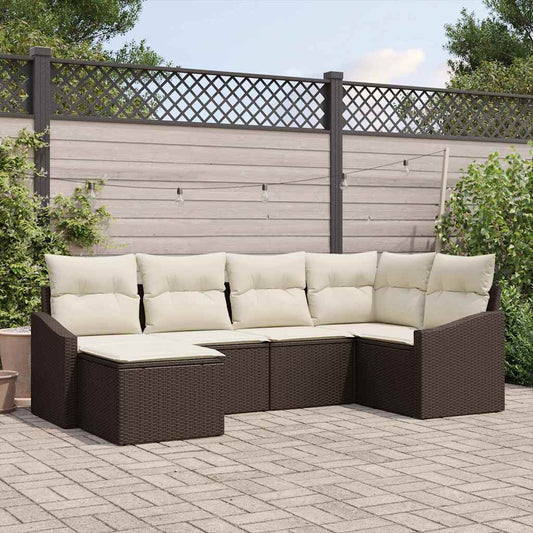 Garten-Sofa-Set 6 pcs Braun Poly Rattan