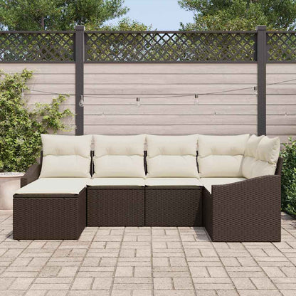 Garten-Sofa-Set 6 pcs Braun Poly Rattan