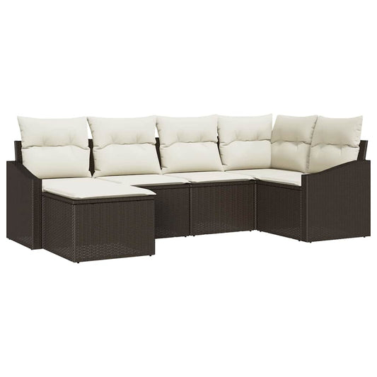 Garten-Sofa-Set 6 pcs Braun Poly Rattan