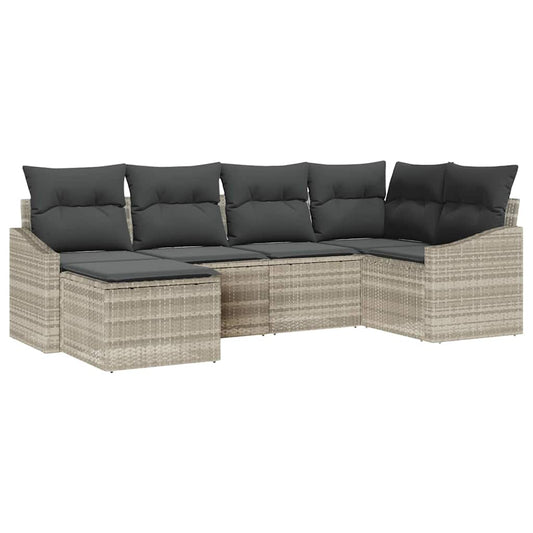 Garten-Sofa-Set 6 pcs Hellgrau Poly Rattan