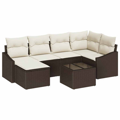 Garten-Sofa-Set 7 pcs Braun Poly Rattan