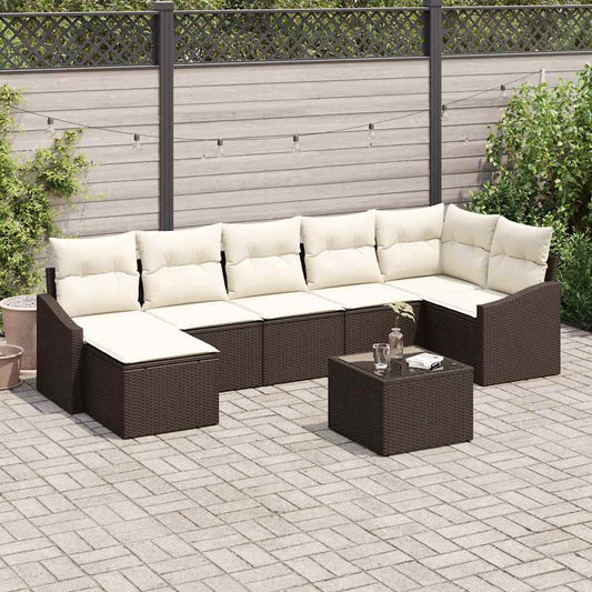 Garten-Sofa-Set 8 pcs Braun Poly Rattan