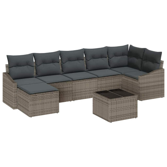 Sofa Set mit Kissen 8 pcs Grau Poly Rattan