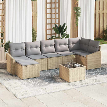 Garten-Sofa-Set 8 pcs Beige Poly Rattan
