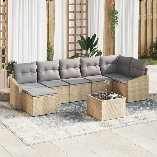 Garten-Sofa-Set 8 pcs Beige Poly Rattan