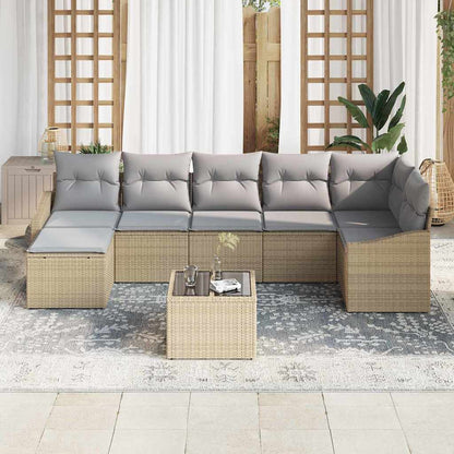 Garten-Sofa-Set 8 pcs Beige Poly Rattan
