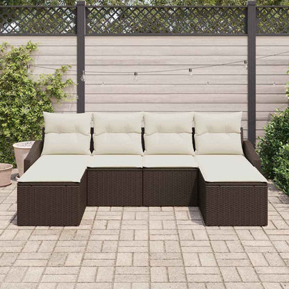 Garten-Sofa-Set 6 pcs Braun Poly Rattan