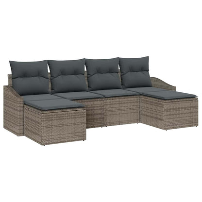 Sofa Set mit Kissen 6 pcs Grau Poly Rattan