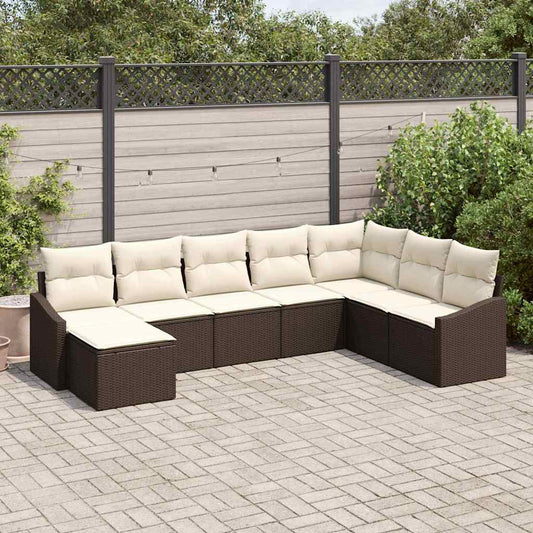 Garten-Sofa-Set 8 pcs Braun Poly Rattan