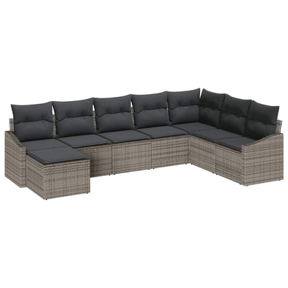 Sofa Set mit Kissen 8 pcs Grau Poly-Rattan