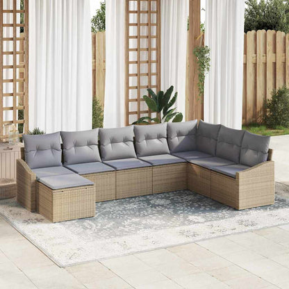 Garten-Sofa-Set 8 pcs Beige Poly Rattan