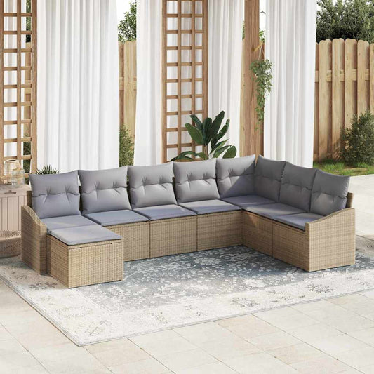 Garten-Sofa-Set 8 pcs Beige Poly Rattan