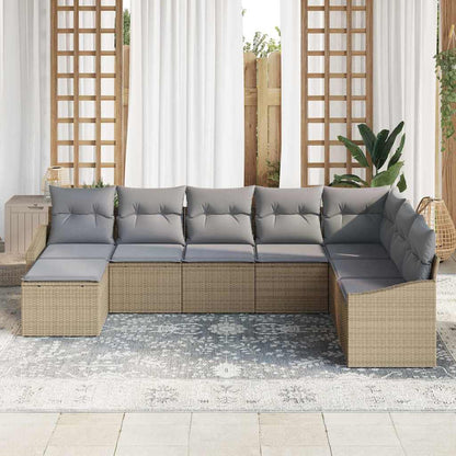 Garten-Sofa-Set 8 pcs Beige Poly Rattan
