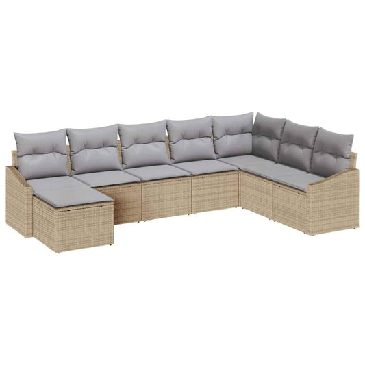 Garten-Sofa-Set 8 pcs Beige Poly Rattan