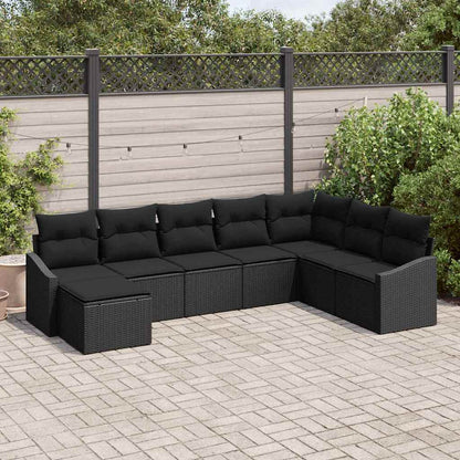 Garten-Sofa-Set 8 pcs Schwarz Poly Rattan