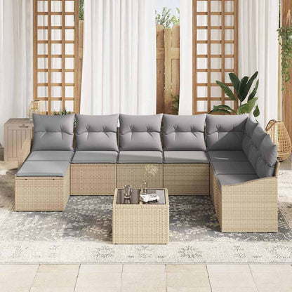 Garten-Sofa-Set 9 pcs Beige Poly Rattan