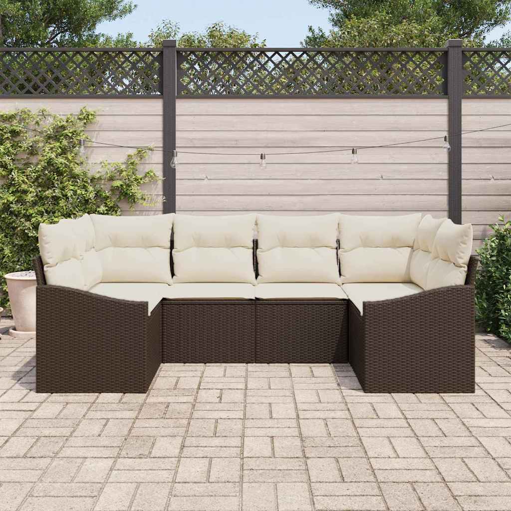 Garten-Sofa-Set 6 pcs Braun Poly Rattan