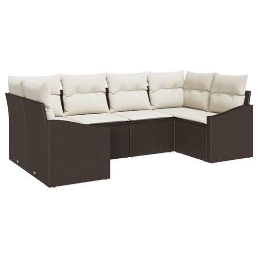 Garten-Sofa-Set 6 pcs Braun Poly Rattan