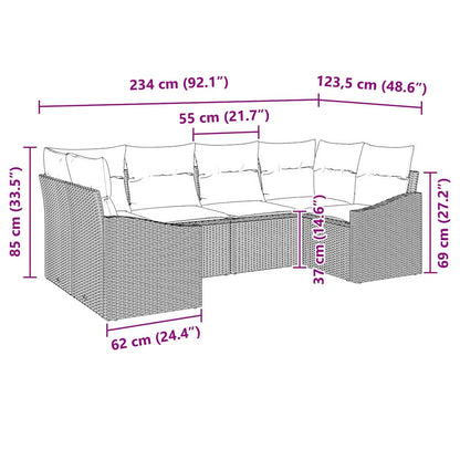 Sofa Set mit Kissen 6 pcs Grau Poly-Rattan