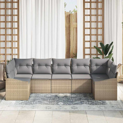 Garten-Sofa-Set 7 pcs Beige Poly Rattan