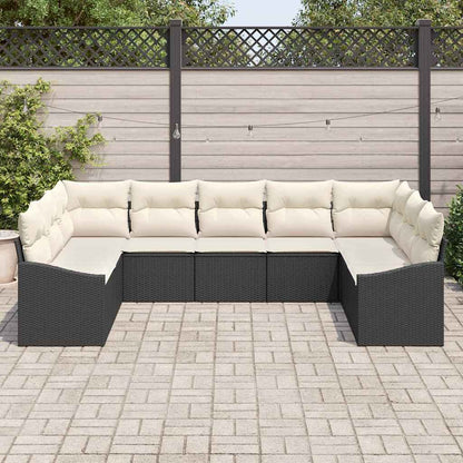 Garten-Sofa-Set 9 pcs Schwarz Poly Rattan