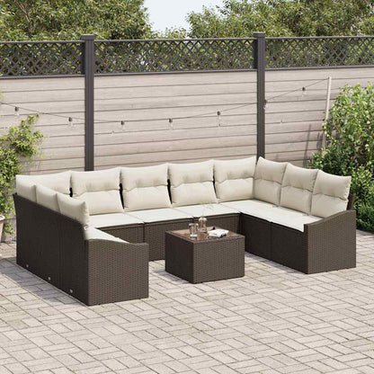 Garten-Sofa-Set 10 pcs Braun Poly Rattan