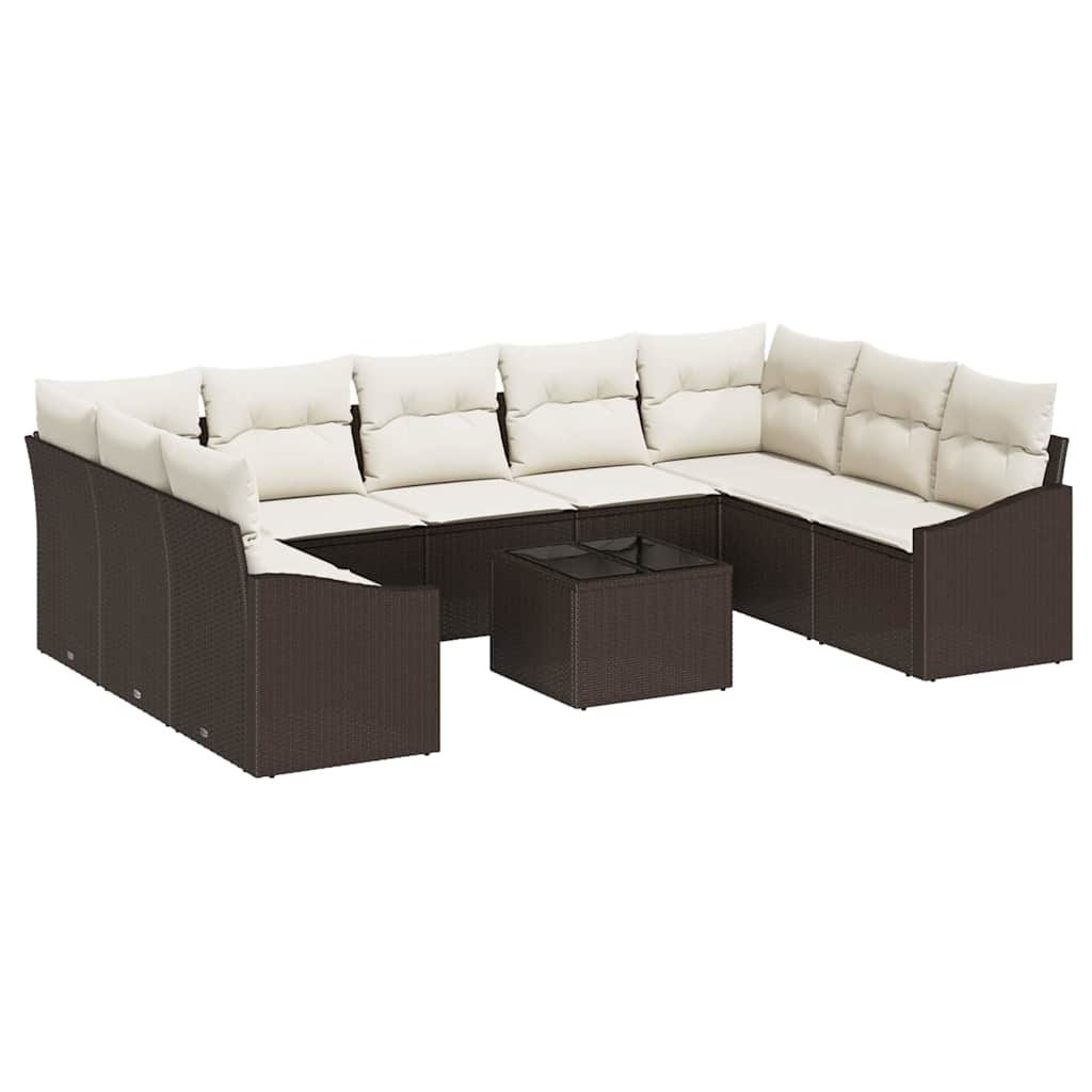 Garten-Sofa-Set 10 pcs Braun Poly Rattan