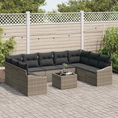 Garten-Sofa-Set 10 pcs Grau Poly Rattan