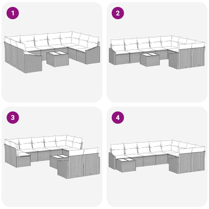 Garten-Sofa-Set 10 pcs Hellgrau Poly Rattan