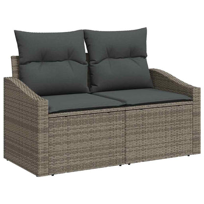 Sofa Set mit Kissen 11 pcs Grau Poly-Rattan