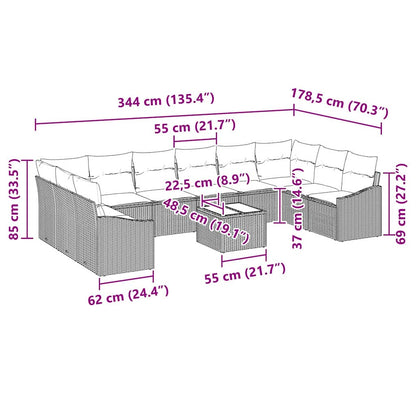 Garten-Sofa-Set 11 pcs Beige Poly Rattan