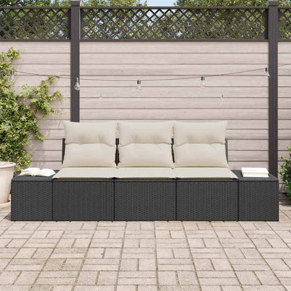 Sofa Set mit Kissen 3 pcs Schwarz Poly-Rattan