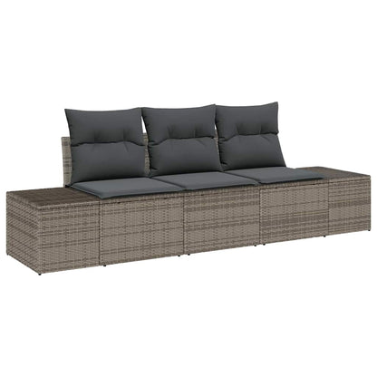 Garten-Sofa-Set 3 pcs Grau Poly Rattan