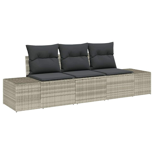 Garten-Sofa-Set 3 pcs Hellgrau Poly Rattan