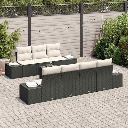 Garten-Sofa-Set mit Kissen 8 pcs Schwarz Poly-Rattan