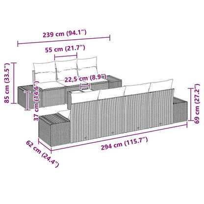 Garten-Sofa-Set mit Kissen 8 pcs Schwarz Poly-Rattan